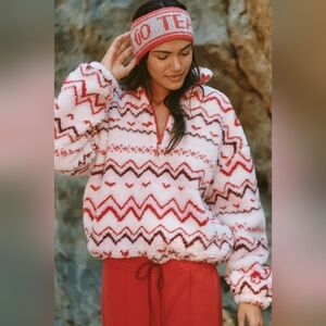 🪷NWT Anthropologie x Beach Riot Leona Slopes Sherpa Quarter-Zip Pullover, M🌙